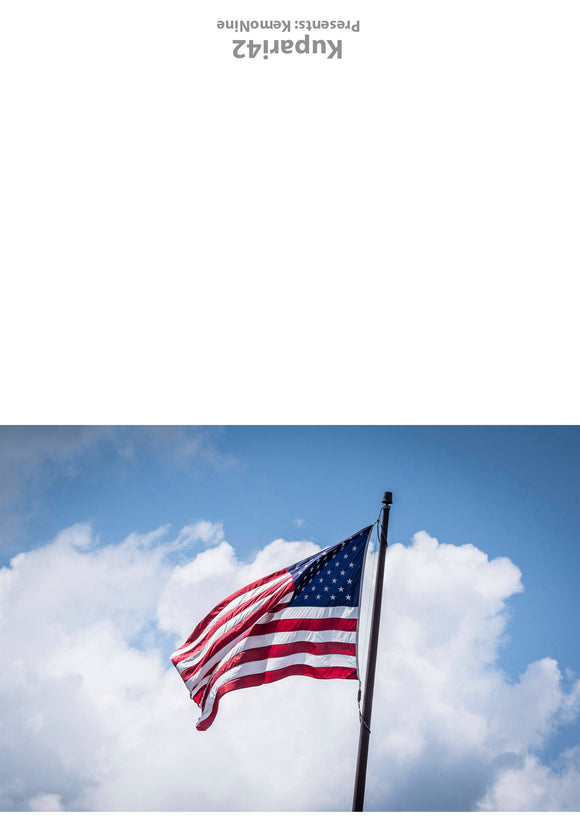 American Flag Greeting Card - Blank Inside